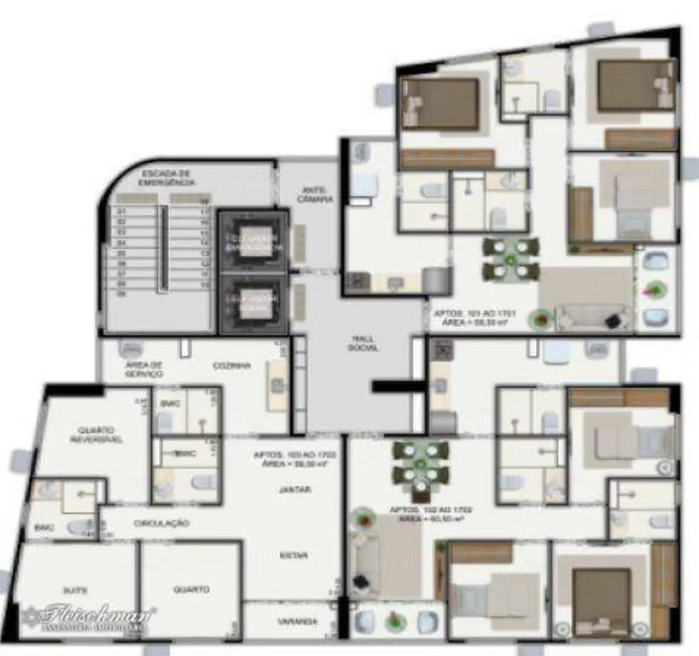 Apartamento, 3 quartos, 59 m² - Foto 1