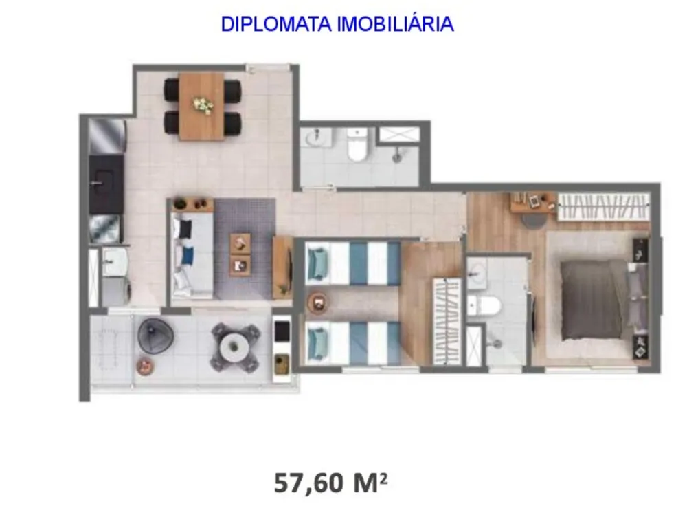 Apartamento, 2 quartos, 57 m² - Foto 1
