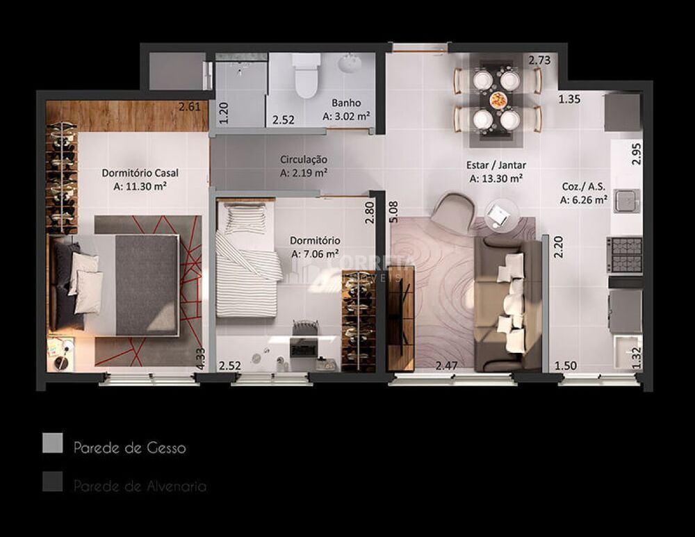 Apartamento, 2 quartos, 49 m² - Foto 1