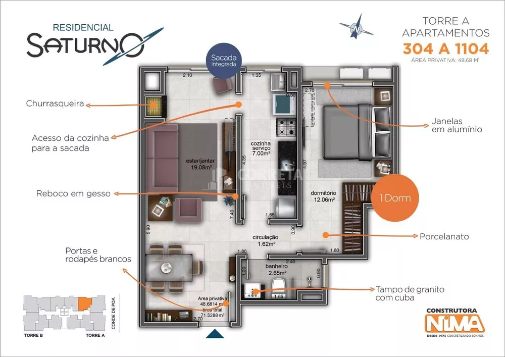 Apartamento, 1 quarto, 48 m² - Foto 7