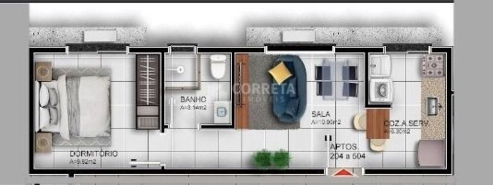 Apartamento, 1 quarto, 36 m² - Foto 2
