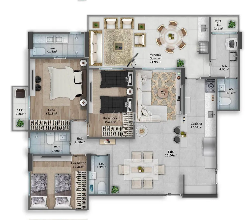 Apartamento, 3 quartos, 127 m² - Foto 2