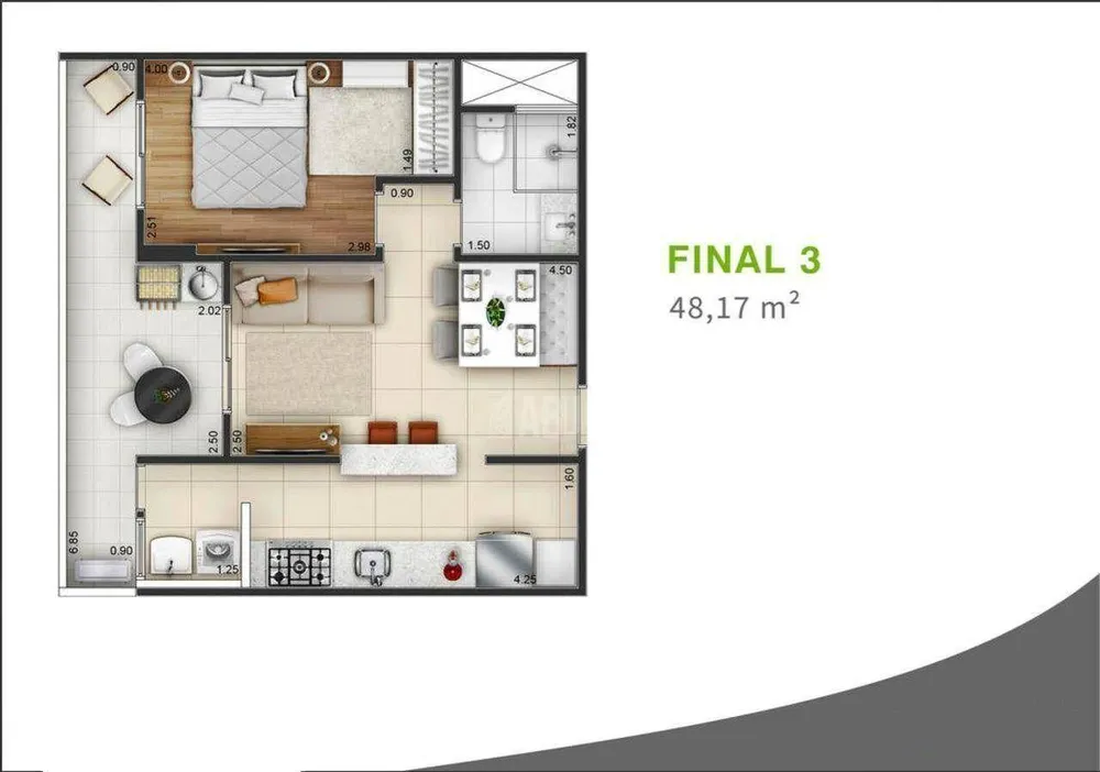 Apartamento, 1 quarto, 48 m² - Foto 2