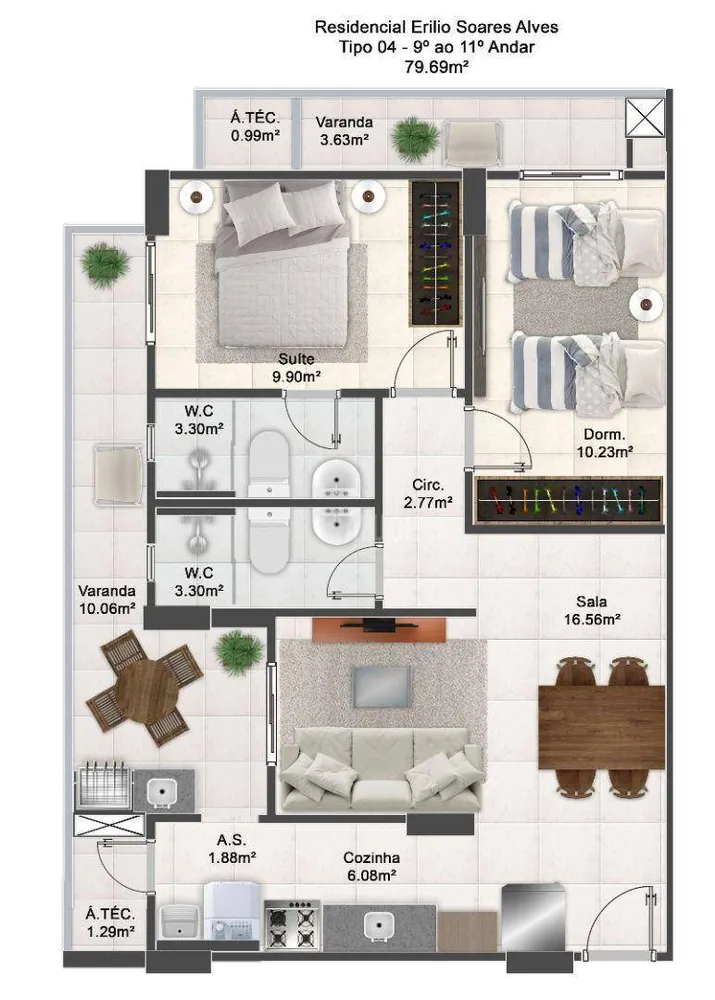 Apartamento, 2 quartos, 79 m² - Foto 1