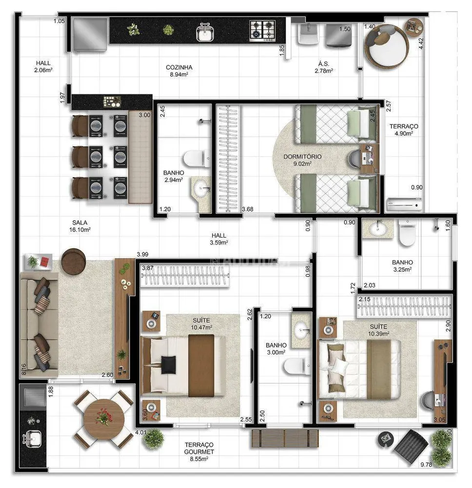 Apartamento, 3 quartos, 101 m² - Foto 2