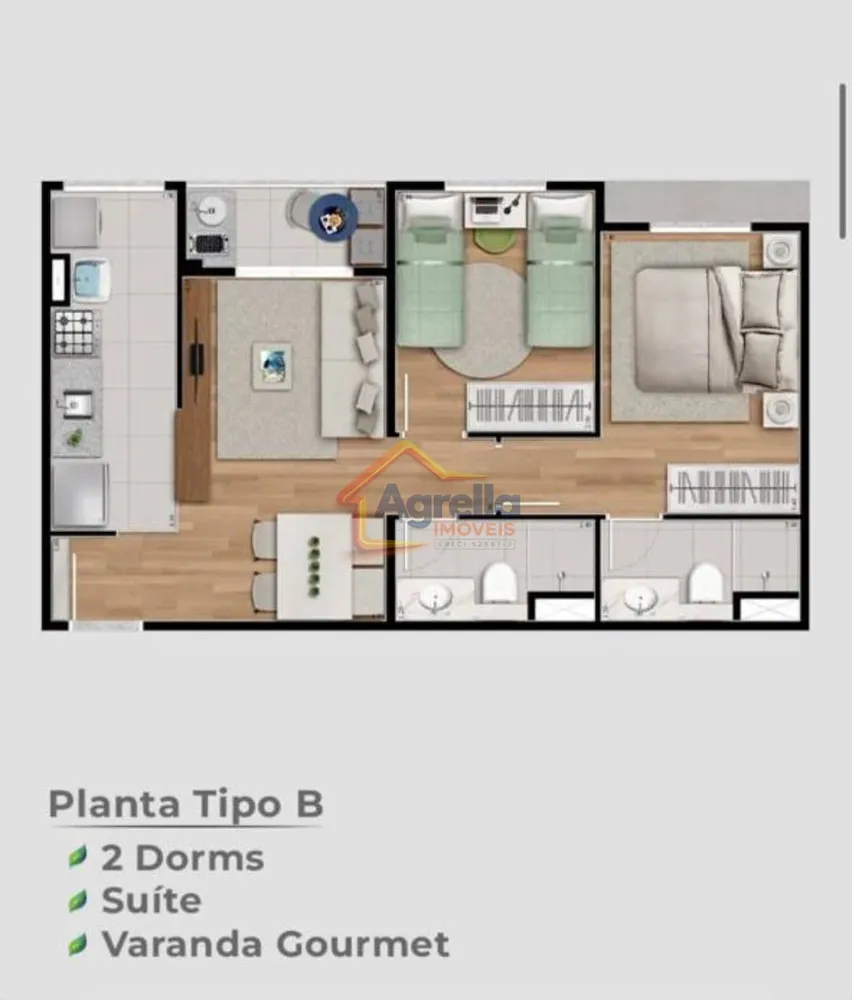 Apartamento, 2 quartos, 52 m² - Foto 3