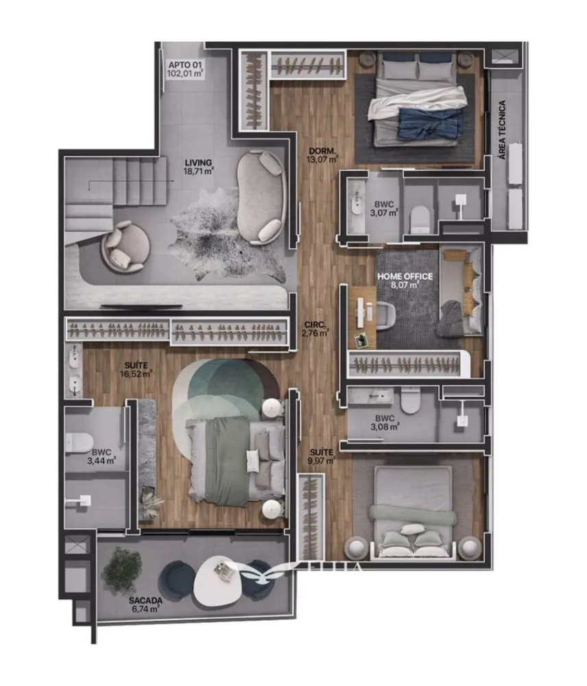 Apartamento, 2 quartos, 60 m² - Foto 7