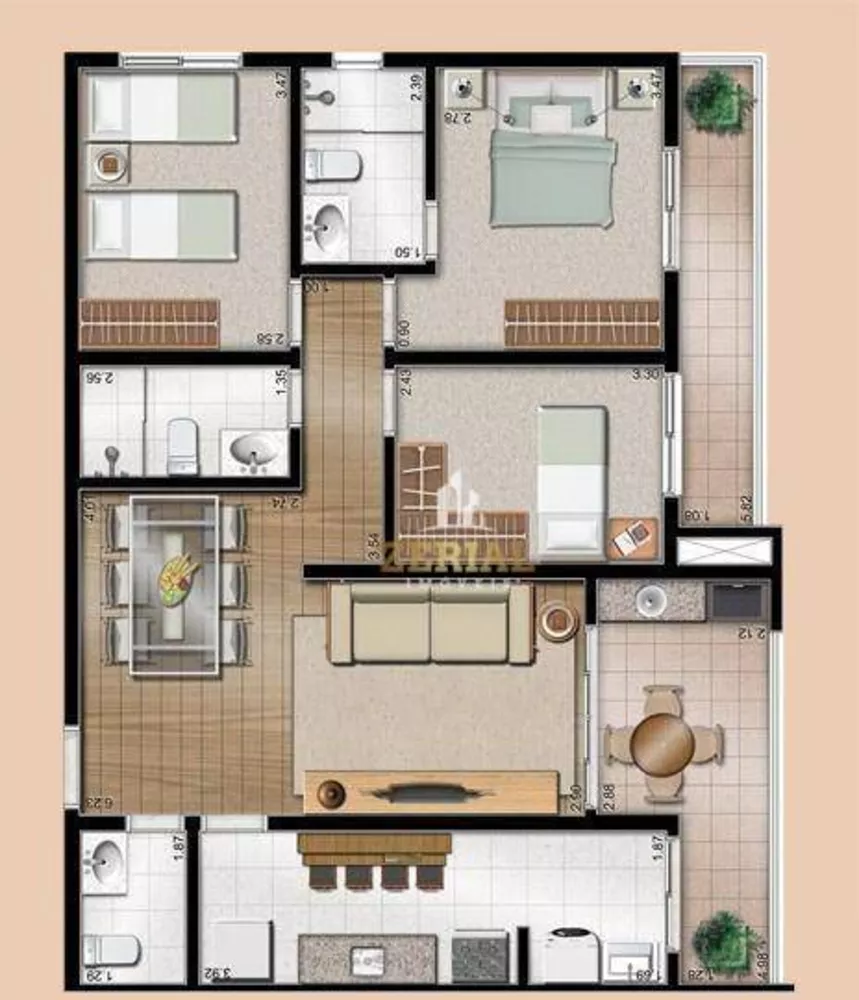 Apartamento à venda com 3 quartos, 102m² - Foto 1