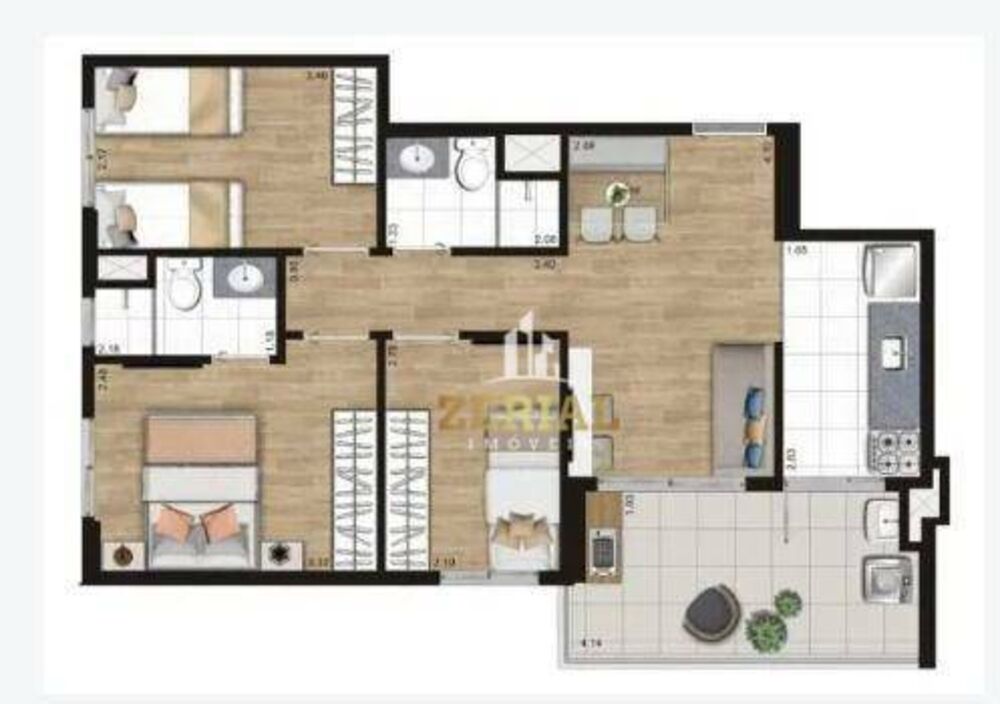Apartamento, 3 quartos, 60 m² - Foto 2