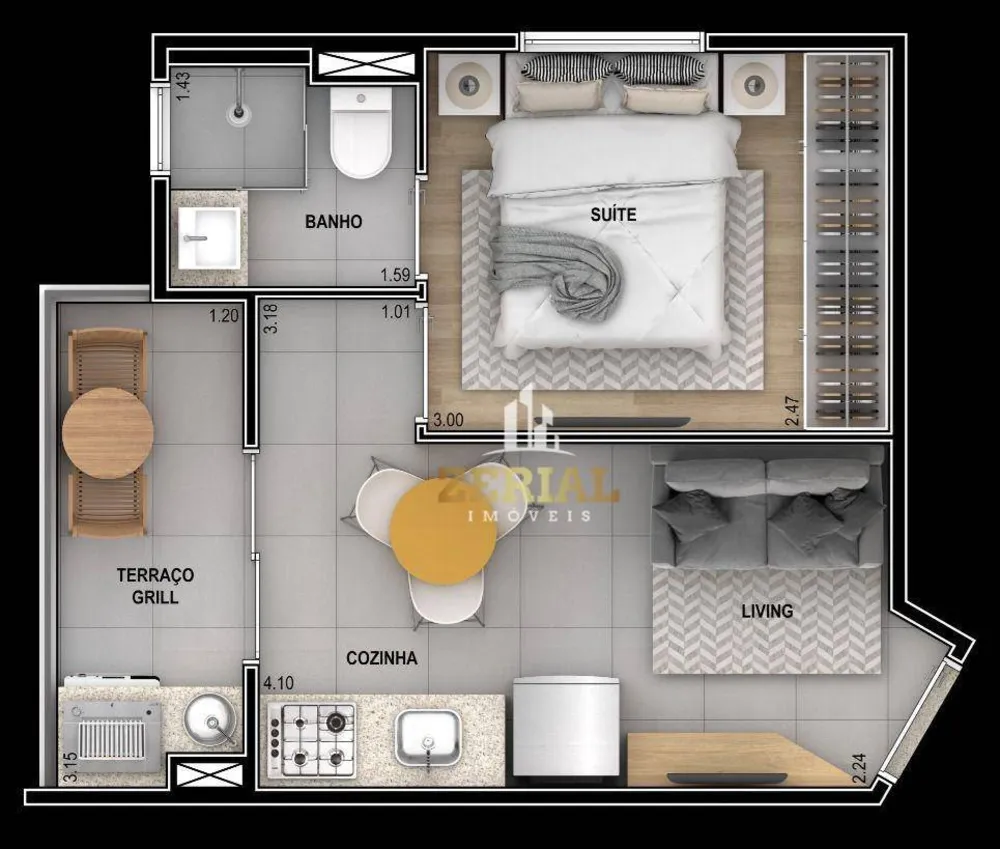 Kitnet-Studio, 25 m² - Foto 1