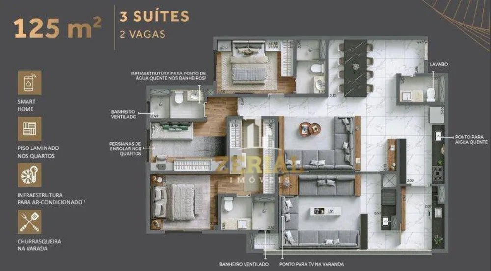 Apartamento, 3 quartos, 125 m² - Foto 1