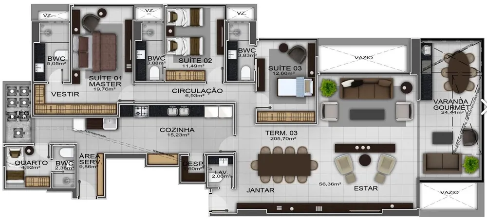 Apartamento, 4 quartos, 205 m² - Foto 3
