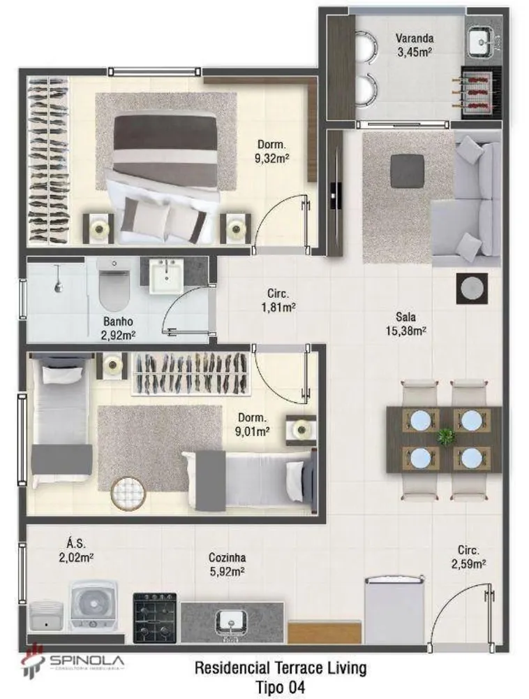 Apartamento, 2 quartos, 56 m² - Foto 11