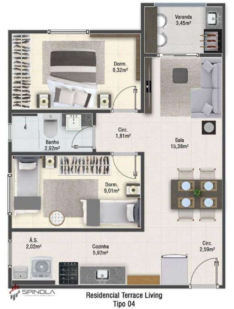 Apartamento, 2 quartos, 55 m² - Foto 2