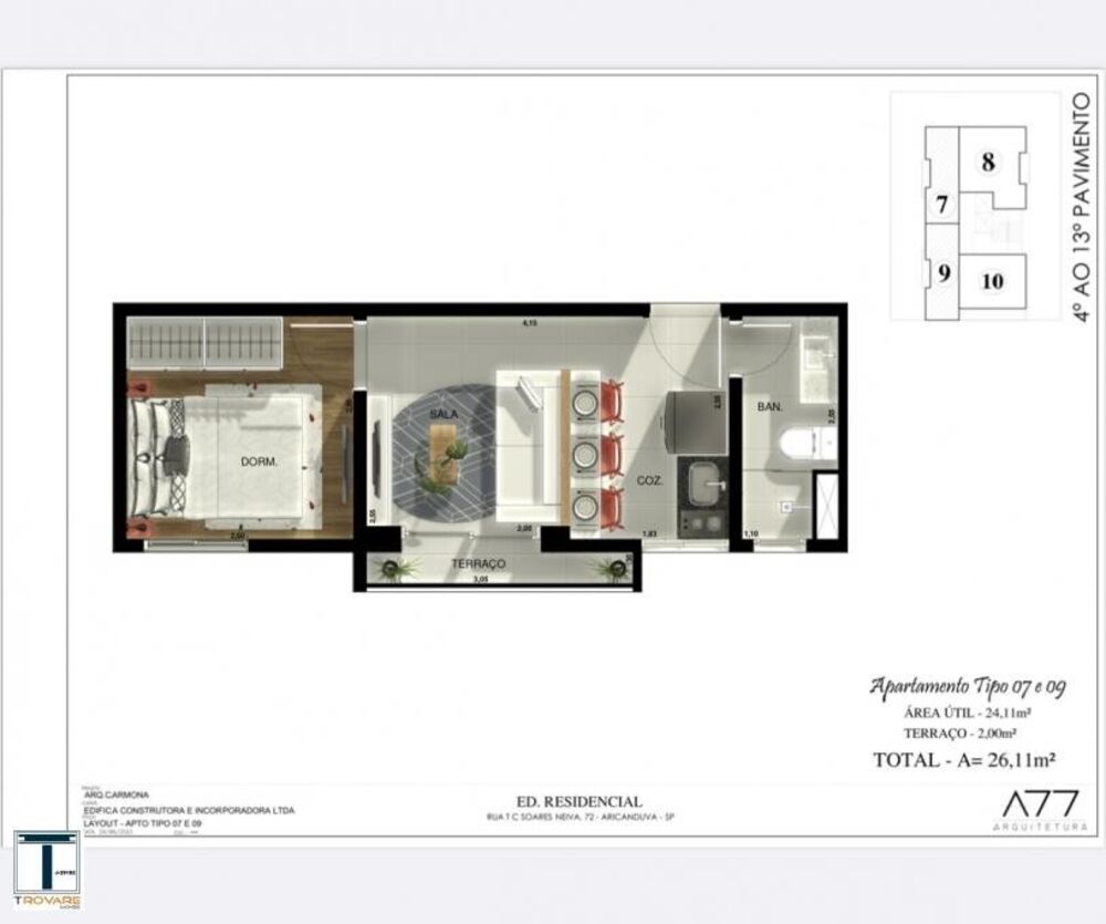 Apartamento à venda com 1 quarto, 26m² - Foto 11