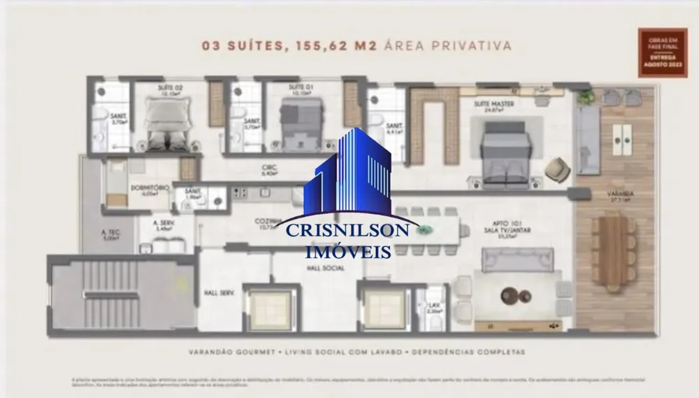 Apartamento, 3 quartos, 155 m² - Foto 3