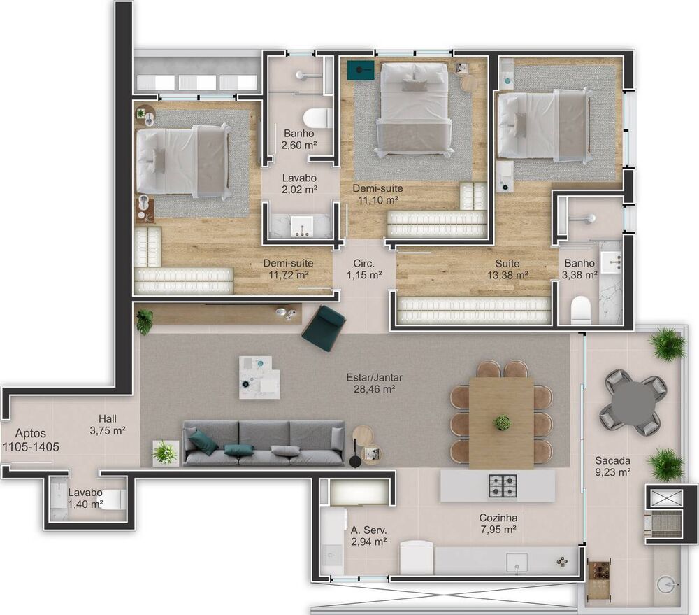 Apartamento, 3 quartos, 89 m² - Foto 1
