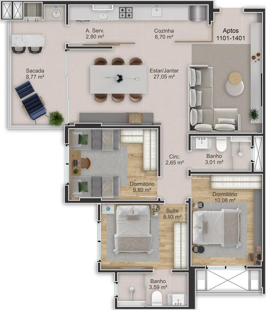 Apartamento, 3 quartos, 89 m² - Foto 4