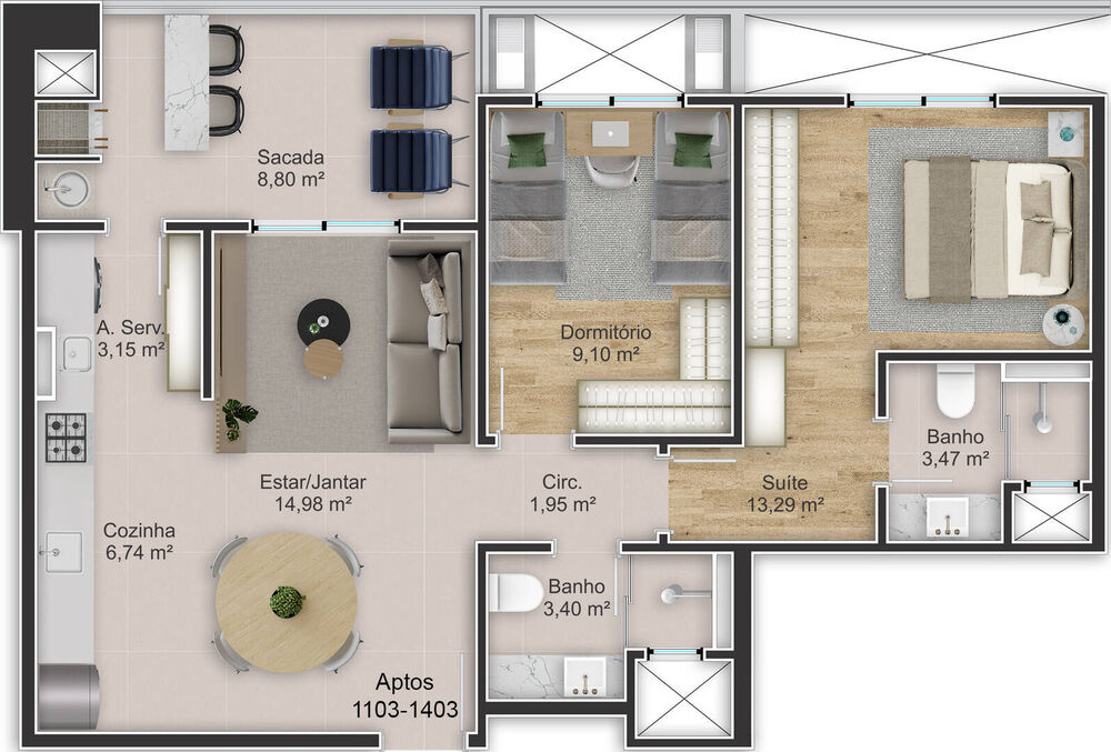 Apartamento, 2 quartos, 75 m² - Foto 2