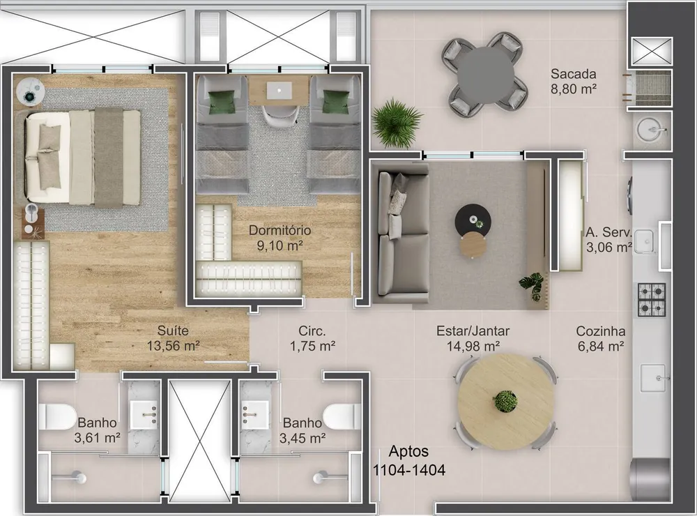 Apartamento, 2 quartos, 75 m² - Foto 3