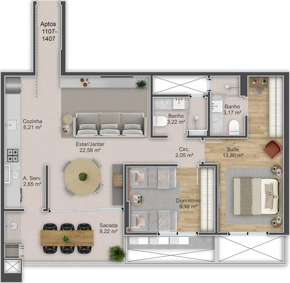 Apartamento, 2 quartos, 75 m² - Foto 2