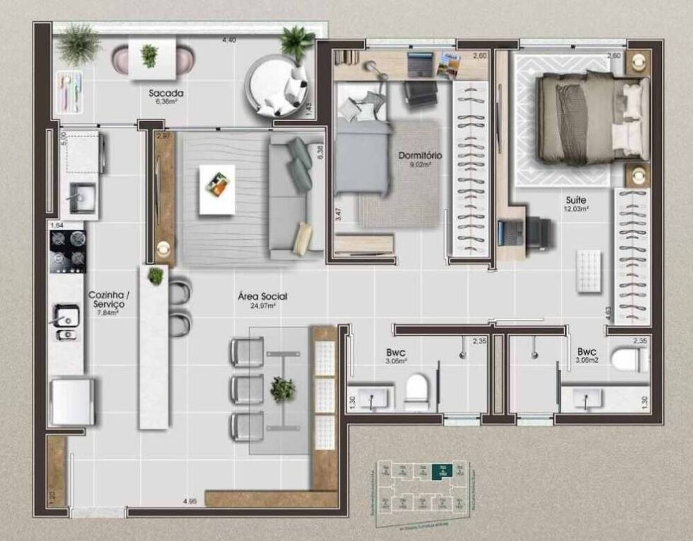 Apartamento à venda com 2 quartos, 68m² - Foto 4