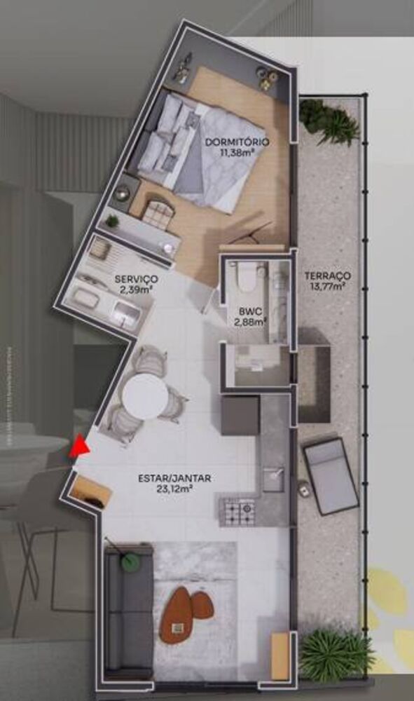 Apartamento, 1 quarto, 58 m² - Foto 2