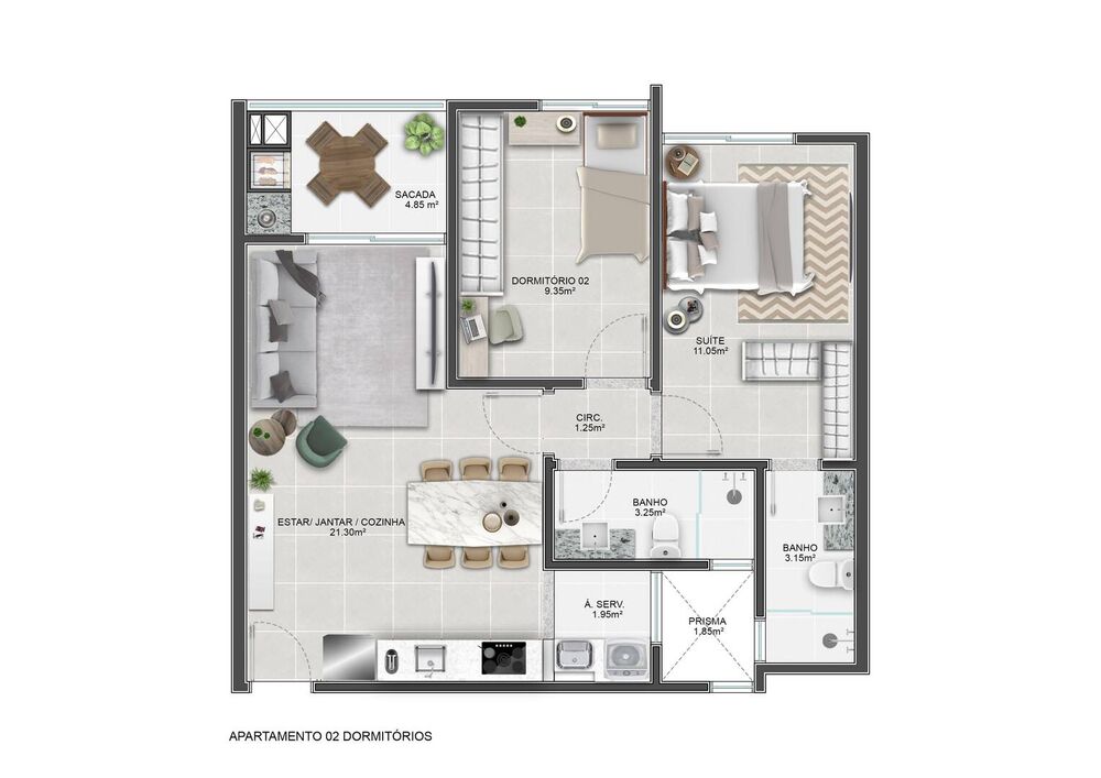 Apartamento, 2 quartos, 63 m² - Foto 2