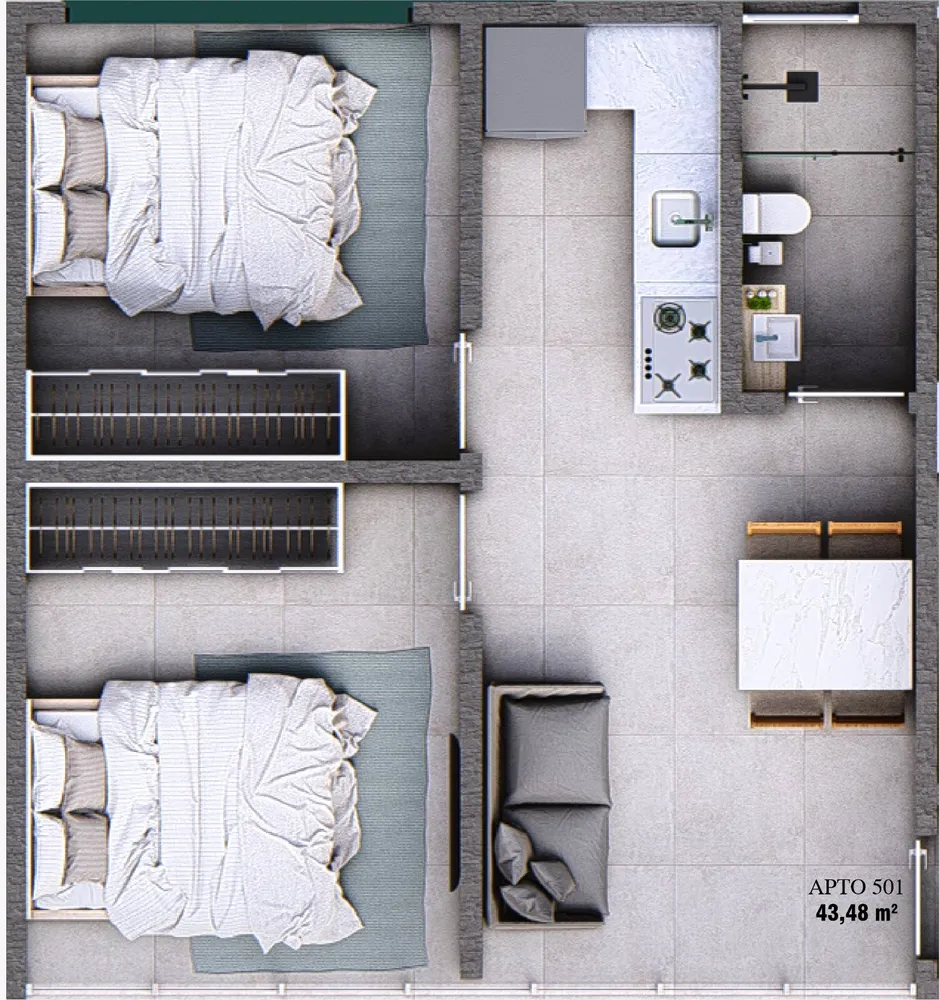 Apartamento, 2 quartos, 43 m² - Foto 8