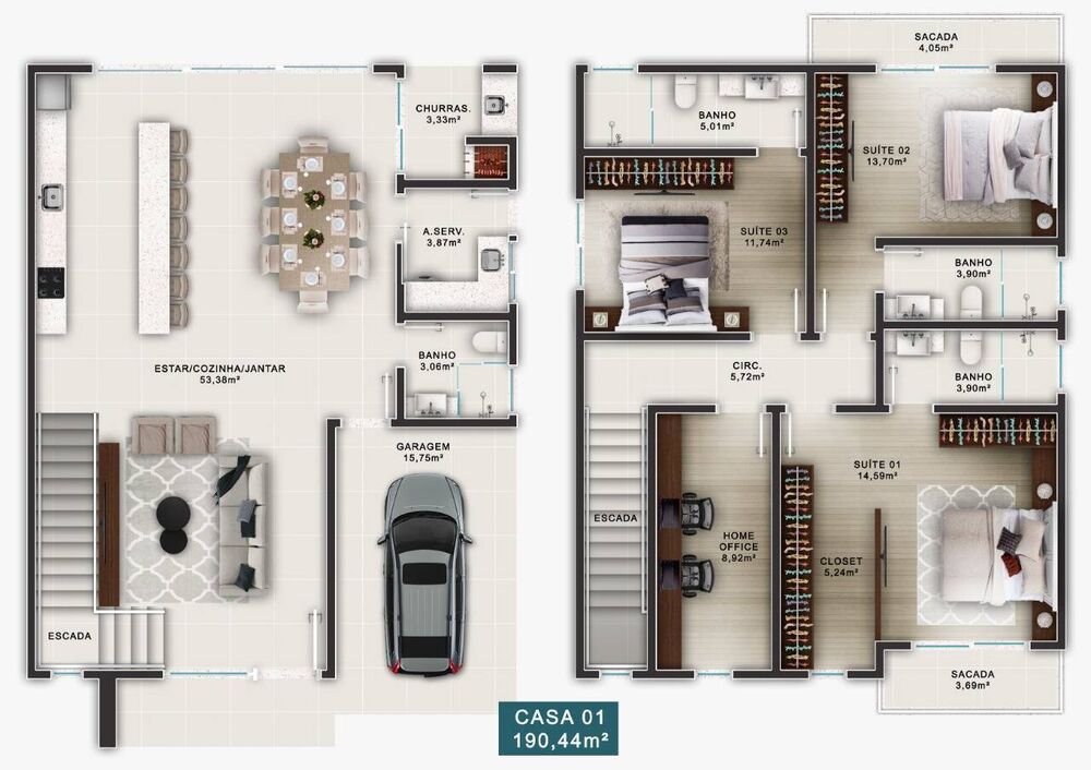Casa, 3 quartos, 179 m² - Foto 3