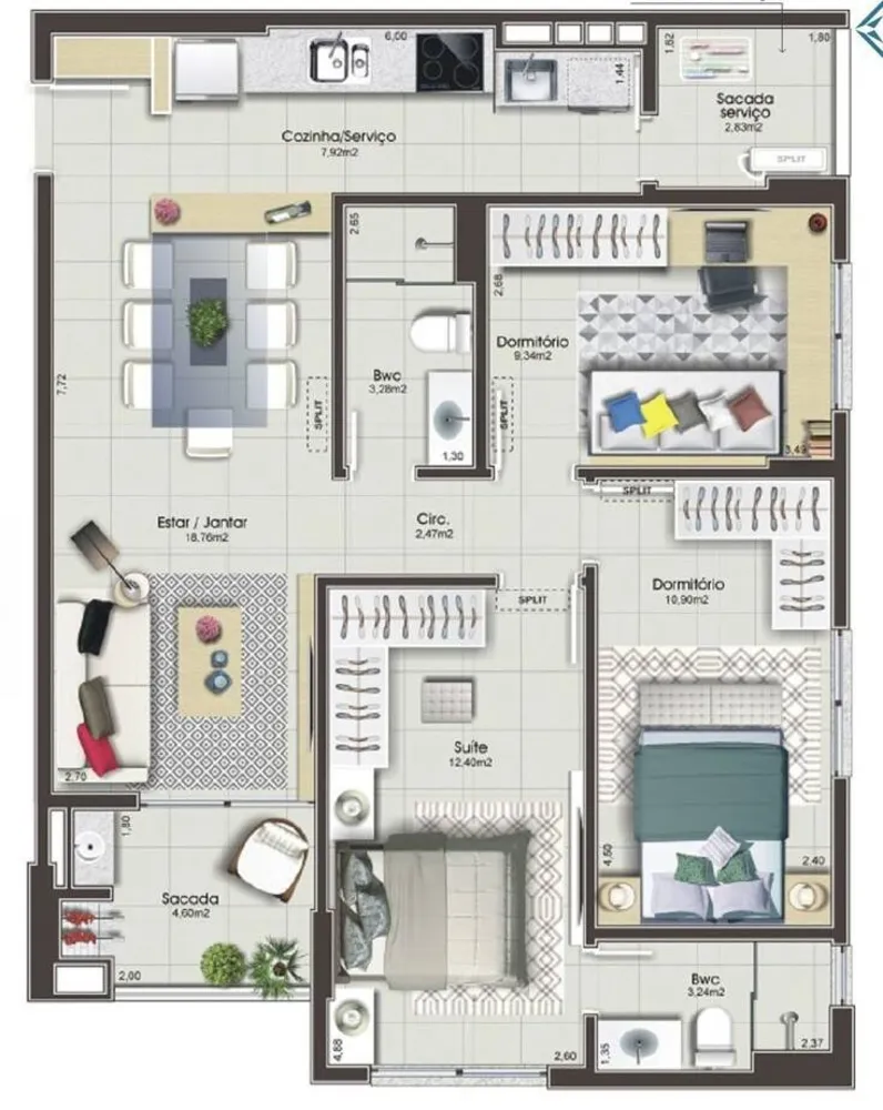 Apartamento, 3 quartos, 84 m² - Foto 2