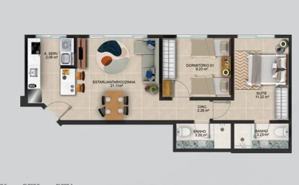 Apartamento, 2 quartos, 59 m² - Foto 2