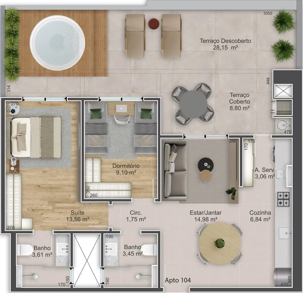 Apartamento, 2 quartos, 107 m² - Foto 2