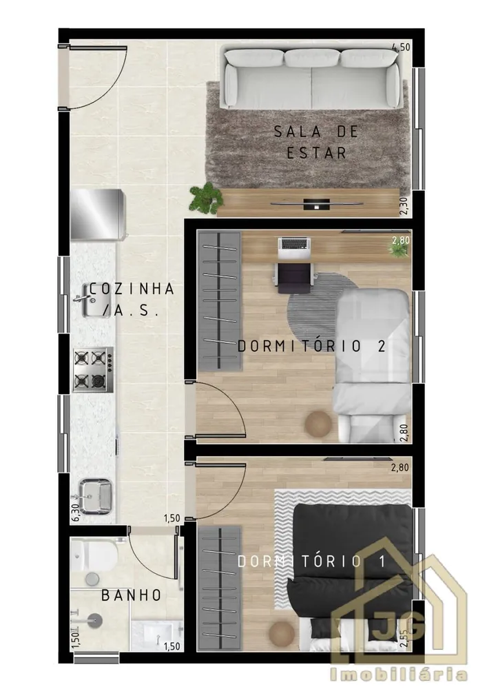 Apartamento, 2 quartos, 35 m² - Foto 8
