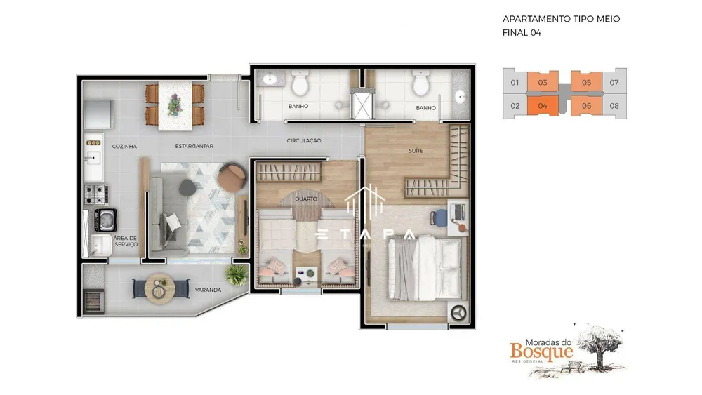 Apartamento, 2 quartos, 56 m² - Foto 2