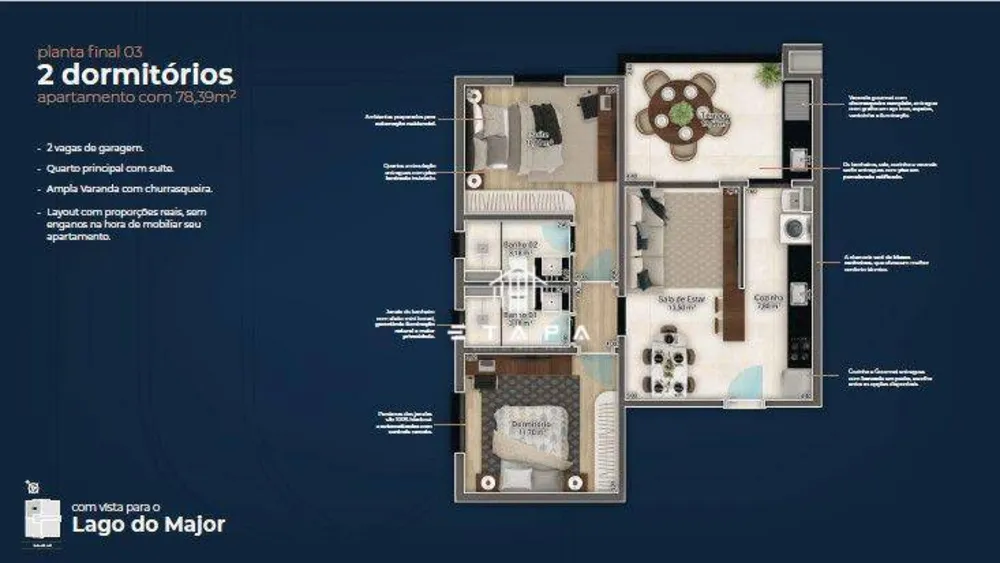 Apartamento, 2 quartos, 78 m² - Foto 2