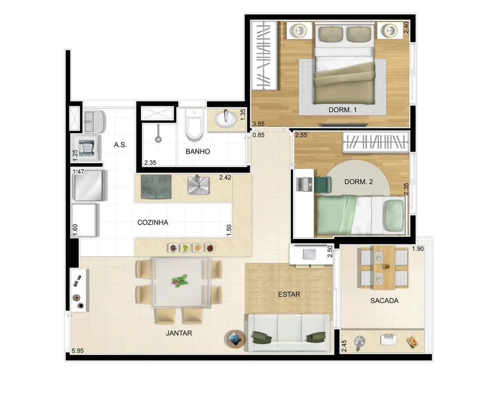 Apartamento, 2 quartos, 56 m² - Foto 6