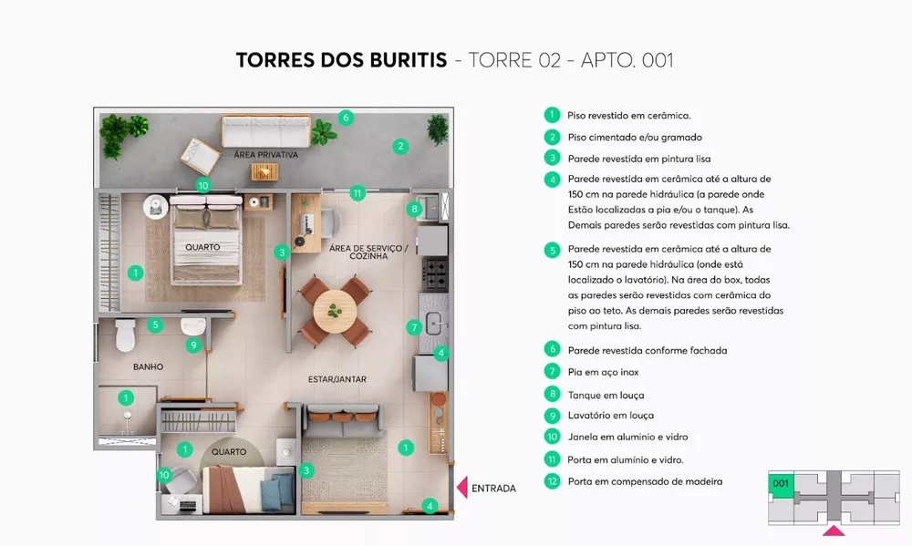 Apartamento, 2 quartos, 45 m² - Foto 2