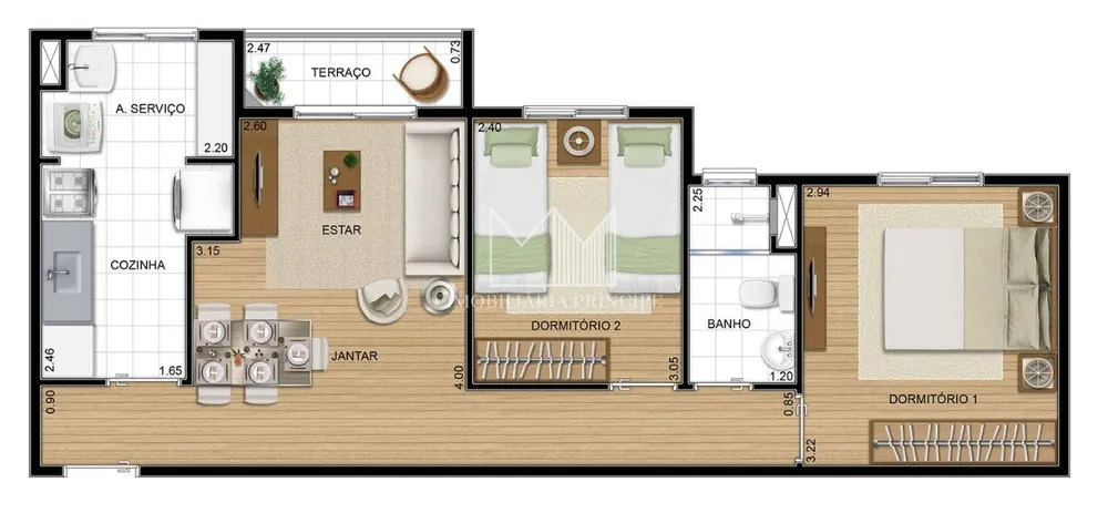 Apartamento, 2 quartos, 52 m² - Foto 3