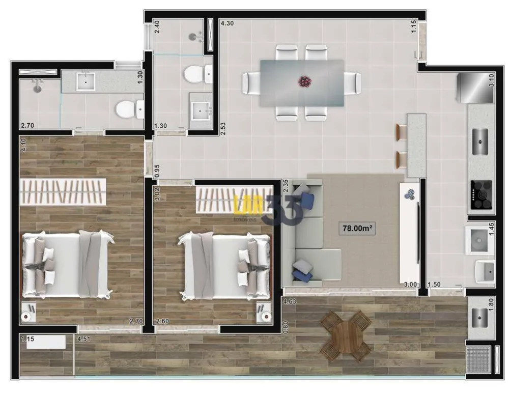 Apartamento, 2 quartos, 79 m² - Foto 2