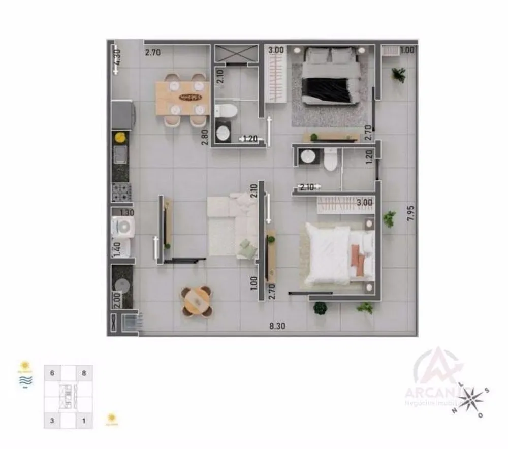 Cobertura, 2 quartos, 106 m² - Foto 3