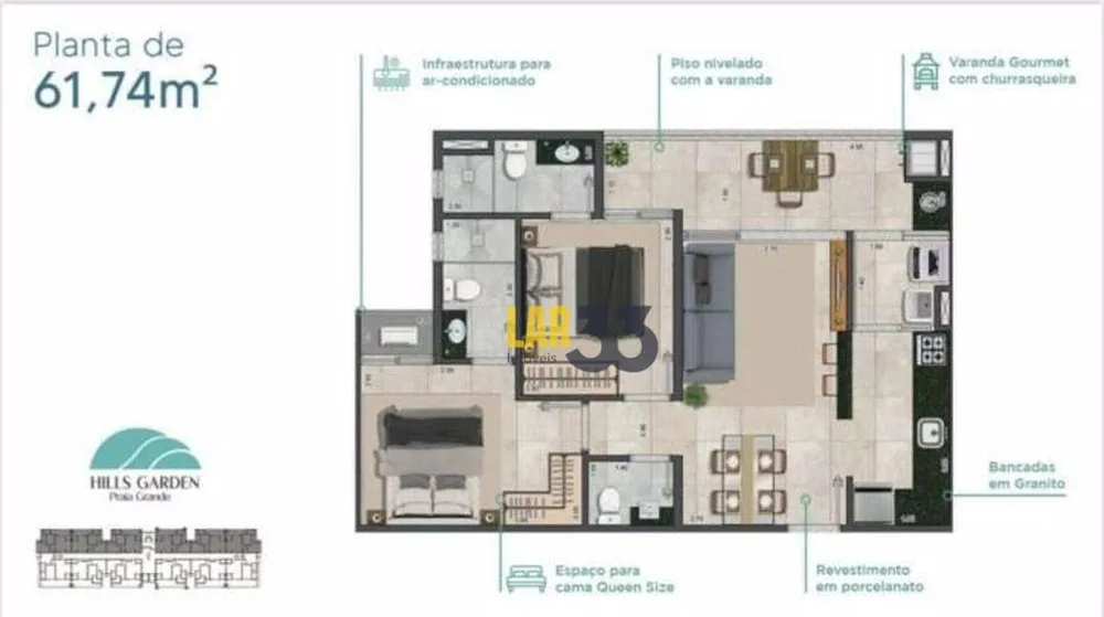 Apartamento, 2 quartos, 61 m² - Foto 3