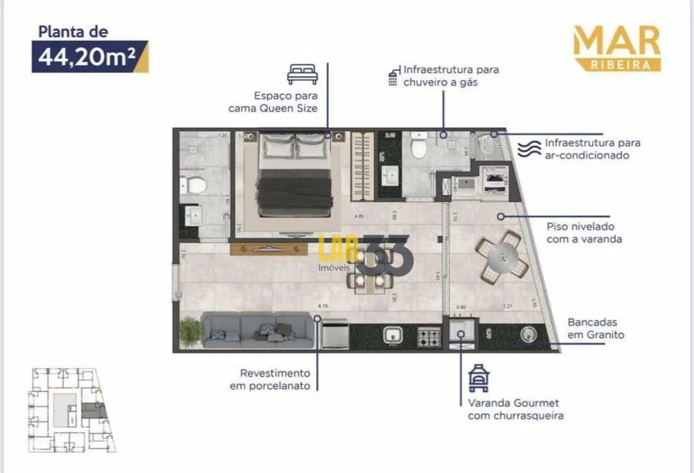 Apartamento, 1 quarto, 44 m² - Foto 2