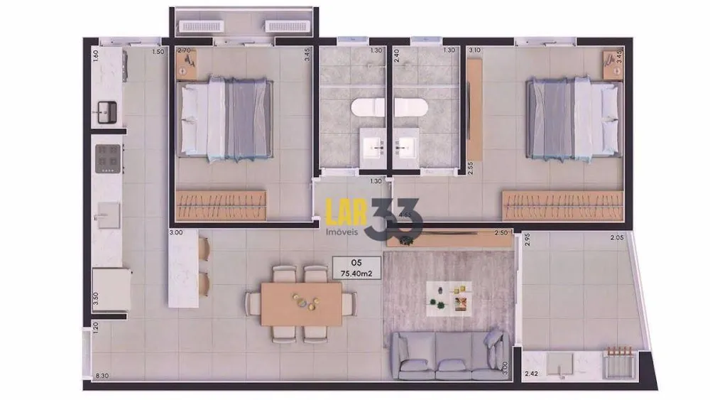 Apartamento, 2 quartos, 71 m² - Foto 2