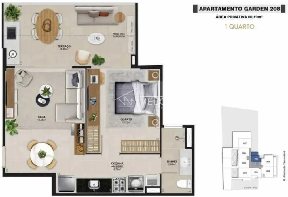 Apartamento, 1 quarto, 61 m² - Foto 9