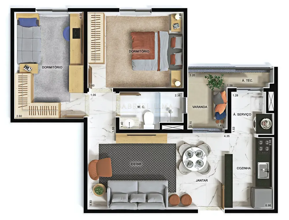 Apartamento, 2 quartos, 58 m² - Foto 2