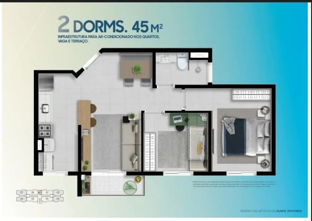 Apartamento, 2 quartos, 45 m² - Foto 2