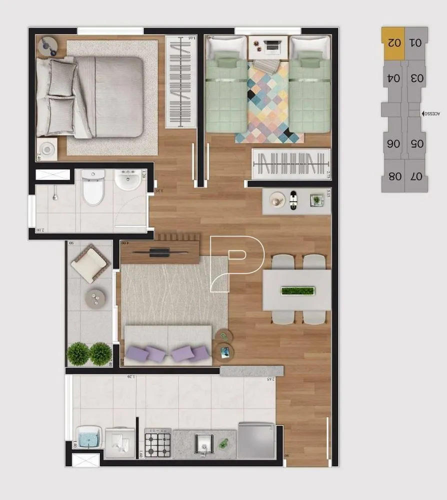 Apartamento, 2 quartos, 45 m² - Foto 3