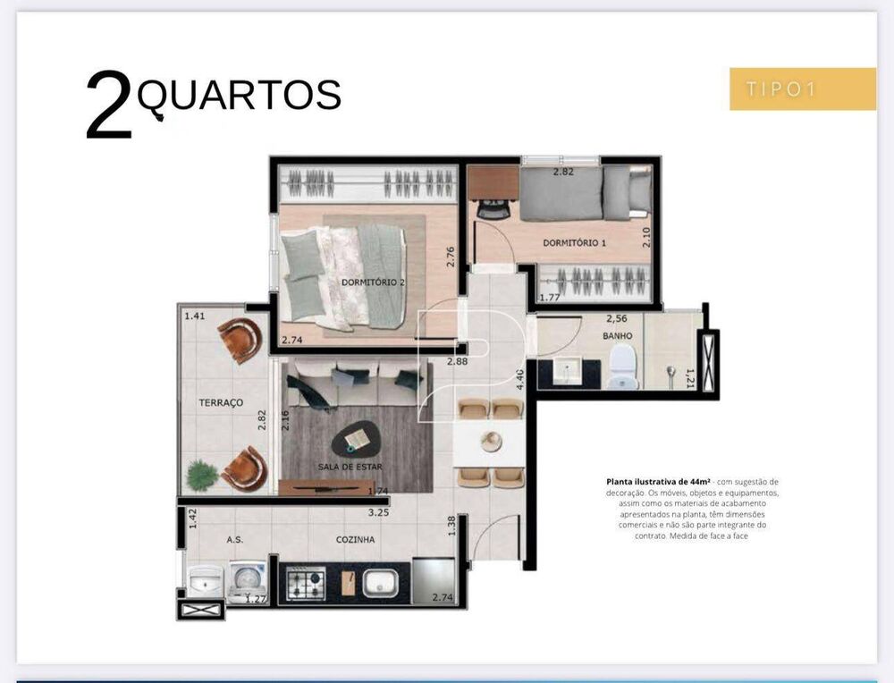 Apartamento, 2 quartos, 45 m² - Foto 2
