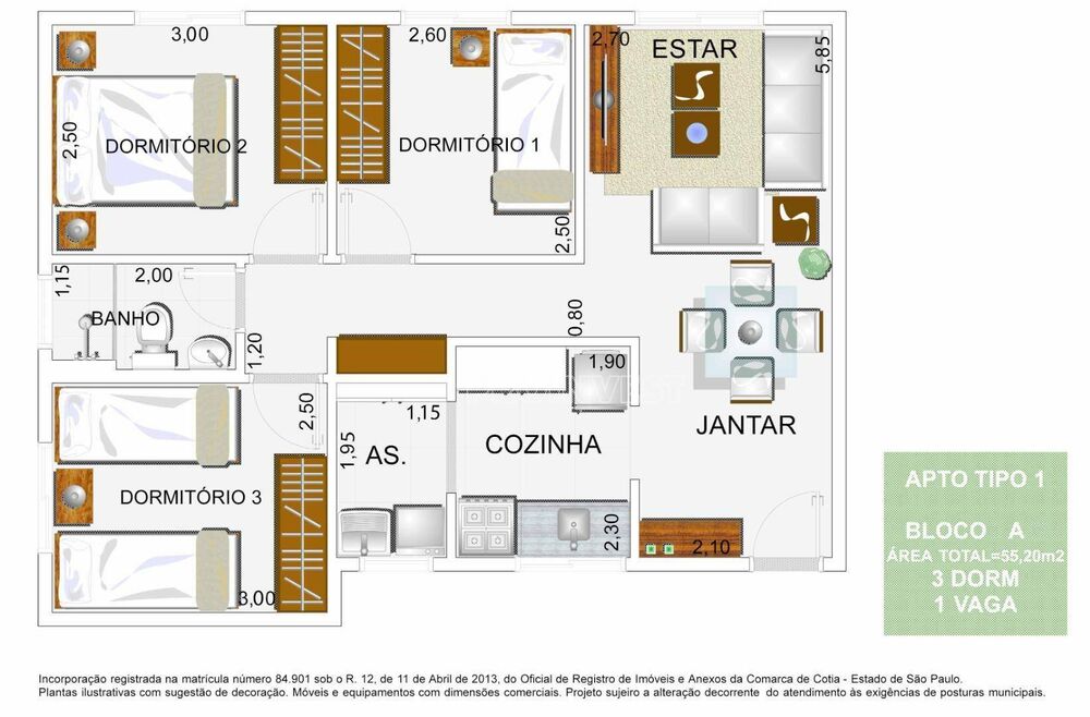 Apartamento, 3 quartos, 55 m² - Foto 3